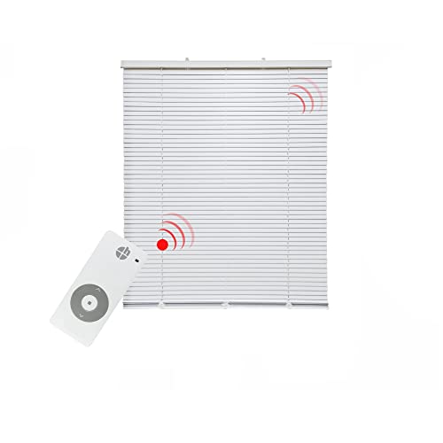 Persiana eléctrica de aluminio con motor de batería, lamas de 25 mm, montaje sin agujeros, incluye sujeción y transmisor, 100 x 160 cm (1 unidad)