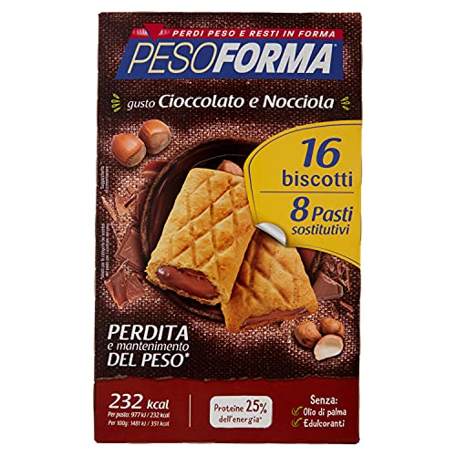 Pesoforma Galletas de chocolate y avellana, pasto sustitutivo adelgazante, solo 248 kcal, rico en proteínas - 8 pastillas