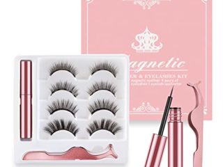 PestañAs MagnéTicas,4 Pares PestañAs MagnéTicas Naturales Look Con Pinzas,Set De PestañAs Postizas MagnéTicas Delineador Ojos MagnéTico Sin Pegamento
