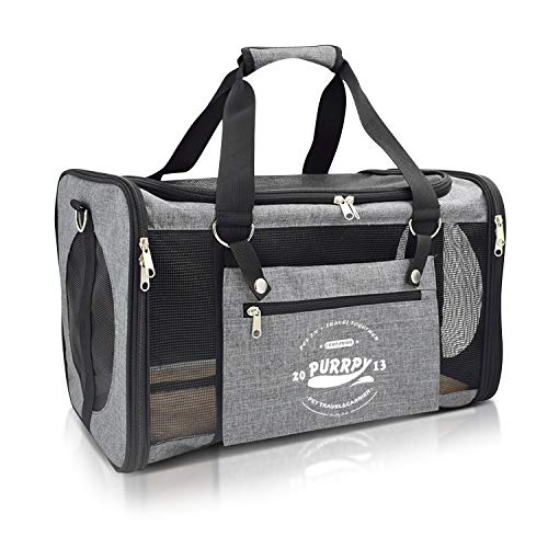 PETCUTE Transportín Perro Gato Bolsa De Transporte Plegable para Mascotas Jaulas para Perros Pequeño Medianos Coche Avion Cabina homologado Portador de Viaje hasta 10 Kg