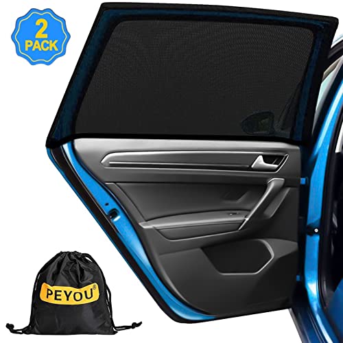 PEYOU Parasol Coche (Pack de 2),Parasol coche infantil lateral, Protección UV de Doble Tela, Reduce el Calor en el Interior del Coche, Se Adapta al 95% de los Coches, Coches Grandes, SUV (110 x 48 cm)