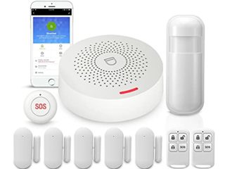 PGST Alarmas para casa WiFi, Alarma sin cuotas, Kit antirrobo con Sirena, Alarma Puerta, Ventanas, mandos, Compatible con Alexa Google Home