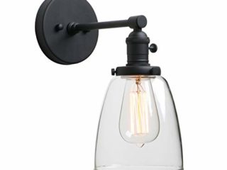Phansthy - Lámpara de pared vintage de estilo vintage, cristal claro, Edison aplique de pared industrial E27 luminarias para interior de lámpara de cocina, lámpara de iluminación (negro)