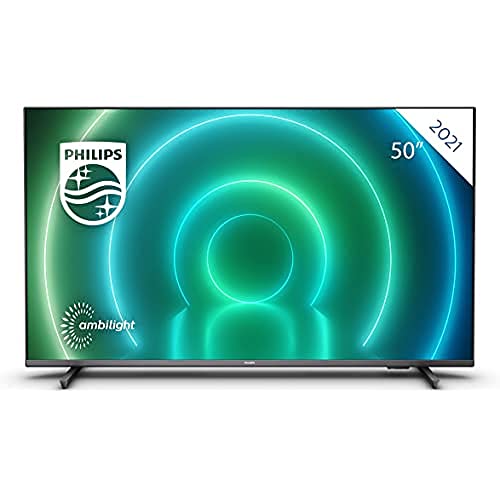 Philips 50PUS7906/12 Android TV LED 50 Pulgadas, Smart TV 4K con Ambilight, Imagen HDR Vibrante, Dolby Vision cinematográfico y Sonido Atmos, Compatible con Google Assistant, Negro