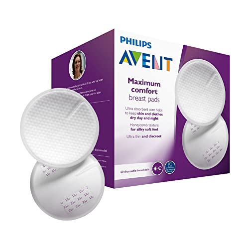 Philips Avent SCF254/61 - Discos absorbentes de lactancia desechables, pack de 60 discos absorbentes para usar de día o de noche, Blanco