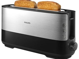 Philips Daily HD2692/90 - Tostador 950w, Ranura Extra larga, 8 Funciones, Color Negro, Inox