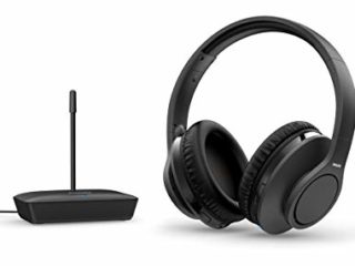 Philips H6005BK/10 Auriculares TV Inalámbricos (Alcance 100 m, 18 Horas de Reproducción, Altavoces Neodimio 30 mm, Aislamiento del Ruido Pasivo, Banda de Sujeción Ajustable) Negro - Modelo 2020/2021