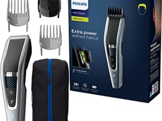Philips Hairclipper series 5000 Cortapelos lavable HC5630/15 Tecnología Trim-n-Flow PRO 28 posiciones de longitud (0.5-28 mm) 90 min de uso sin cable/1 h de carga 100 % lavable, Color Gris