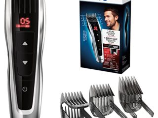Philips HC7460/15 - Cortapelos con cuchillas de acero inoxidable, 3 peines-guía motorizados, con botones de control, batería, Gris/Negro