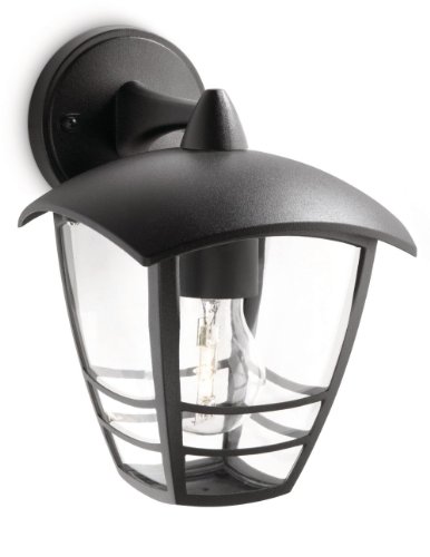 Philips Lighting myGarden Creek Aplique de exterior, con brazo, casquillo gordo E27, bombilla no incluida, resistente a la intemperie, IP44, negro, 24 cm