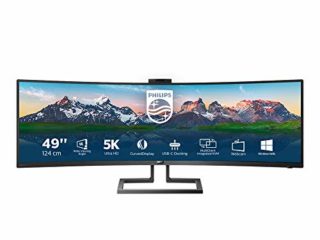Philips Monitors 499P9H, 49", Curved 1800R, SuperWide, 70Hz, VA, AdaptiveSync (5120x1440, 450cd/m, HDMI 2x2.0, Displayport 1x1.4), negro