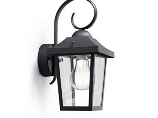 Philips myGarden Buzzard - Aplique de exterior, bombilla no incluida, casquillo E27, aluminio, color negro, diseñado para jardines y patios