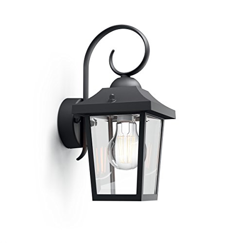 Philips myGarden Buzzard - Aplique de exterior, bombilla no incluida, casquillo E27, aluminio, color negro, diseñado para jardines y patios