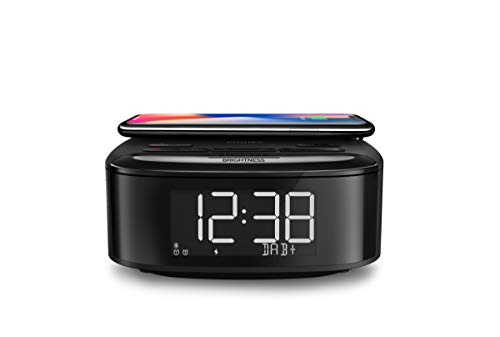 Philips R7705/10 Radiodespertador Radio Dab+/FM (Bluetooth, Alarma Dual, Temporizador, Sincronización Automática de la Hora, Batería de Reserva, Cargador de Teléfono Inalámbrico)