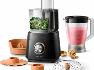 Philips Robot de cocina HR7510/10 - Robot de cocina compacto todo en uno, amasa, bate, corta, ralla y licúa, 29 funciones, hasta 5 raciones, 800 W, 1,5 L
