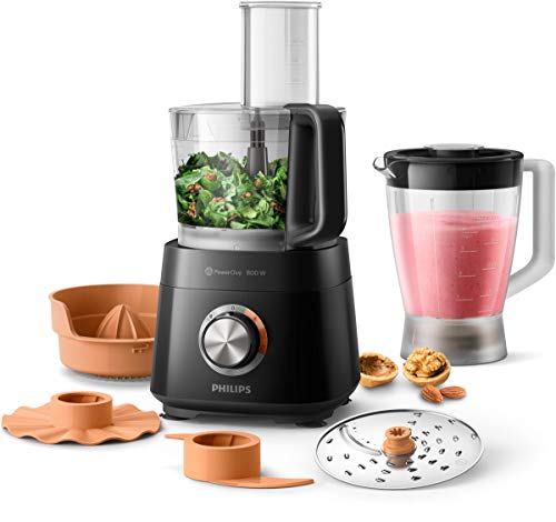 Philips Robot de cocina HR7510/10 - Robot de cocina compacto todo en uno, amasa, bate, corta, ralla y licúa, 29 funciones, hasta 5 raciones, 800 W, 1,5 L