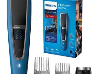 Philips Serie 5000 HC5612/15 - Cortapelos con cuchillas acero inoxidable, 28 ajustes de longitud, 75 min de uso sin cable, incluye 3 peines-guía, Azul
