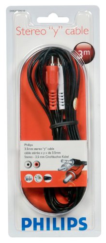 Philips SWA2520W - Cable estéreo RCA/3.5mm (3 metros), negro