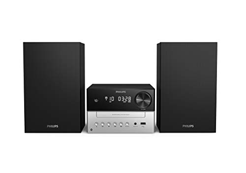 Phillips Audio M3205/12 Minicadena de Música con CD y USB y Bluetooth, Radio FM, MP3-CD, Puerto USB para Carga, 18 W, Altavoces Bass Reflex, Control Digital del Sonido, Modelo 2020/2021
