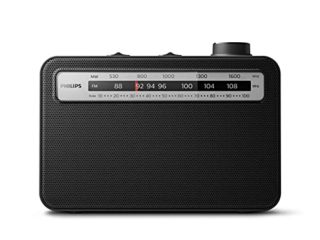 Phillips TAR2506/12 Radio Clásica, Radio Portátil FM/MW Analógica UKW/MW, Radio para llevar, Funciona con Electricidad o Pilas, Interiores y Exteriores, Diseño Clásico, Negro 210 mm x 149 mm x 66.3 mm