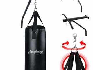 Physionics Saco de Boxeo con Barra de Tracción - Saco: (ØxH) 28x83cm / 19kg de Peso, Barra: de Acero / 83 cm de Ancho - Pull Up Bar, Barra de Tracción, para Dominadas, Musculación