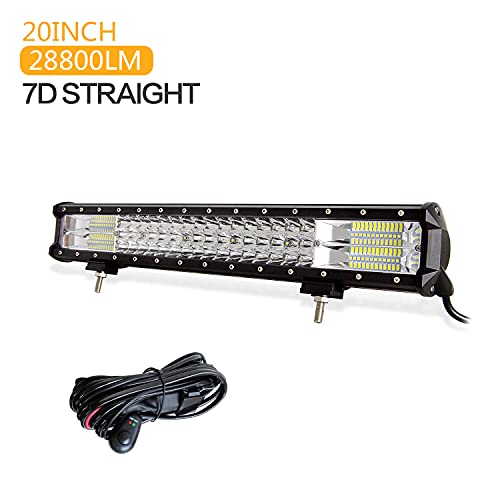 PICAA Barra Led Tres Fila 20 pulgadas 52CM 288W Barra de luz LED 12V Barra de luces LED Barra con Cable de luz de trabajo LED para SUV Offroad ATV UTV Tractor 4x4 coche auto