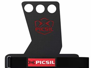 PicSil RX Calleras para Cross Training, Carbon Grips de 3 Agujeros, para Gimnasio, Box, Halterofilia, Gimnasia, Previenen Ampollas y Desgarros, Mayor Resistencia y Protección, Unisex, Rojo,L