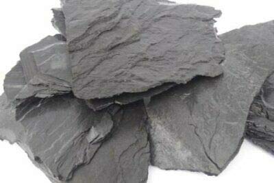 Piedras de pizarra negra para decoración de acuario, piedras naturales, pizarra, 25 kg (5 kg, negro)