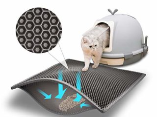 Pieviev Alfombra para Gatos,Estera Arena Gatos 61x38cm Doble Capa Impermeable Alta Elástico EVA Adecuado para Arenero Gatos Autolimpiable Arenero Gatos Cubierto, Fácil de Limpiar
