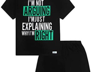 Pijama corto de algodón con texto en inglés "I'm Not Arging I'm Just Explaining Why I'm Right
