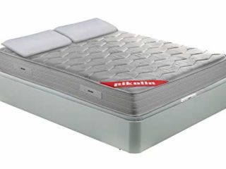 PIKOLIN Pack Colchón viscoelástico Espuma HR 150x190, canapé Base abatible Blanco con Dos Almohadas de Fibra, Incluye Subida a Domicilio, Montaje y Retirada de Usado