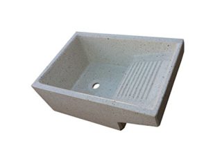 Pila con Lavadero de piedra para exterior o interior. (Blanco)