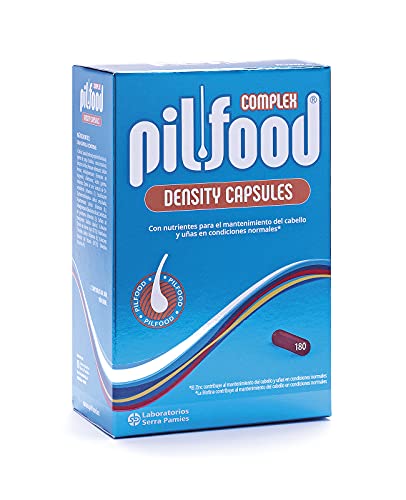 Pilfood Complex Density 180 Cápsulas | Complemento alimenticio para el mantenimiento del cabello | Con vitaminas, zinc y biotina | Sin lactosa | Sin gluten | 3 meses de tratamiento | Eficacia testada