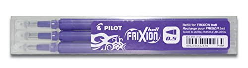 Pilot Frixion - Recarga para bolígrafo de tinta borrable Frixion (0,5 mm, 3 unidades), color morado