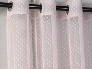 PimpamTex– Cortina Semi Traslúcida para Dormitorio, Salón o Habitación,1 Ud, Visillo semitraslúcido con 8 Ollaos, Cortina Elegante, Original, Variedad de Diseños y Colores (140 x 260 cm, Plumeti rosa)