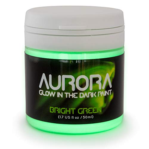 Pintura que Brilla en la Oscuridad (50ml) Aurora Verde Fuerte, No Tóxica, Base Acuosa, de SpaceBeams
