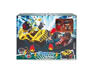 Pinypon Action Atraco en el Furgón, Set de Juego policías, Incluye un camión, una Moto y 2 muñecos, Conductor y ladrón, Juguete de acción para niños de 4 años, Multicolor, One Size (Famosa 700017038)
