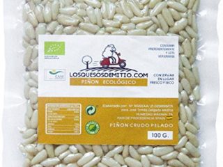 Piñones ecológicos cultivados en España, frutos secos deliciosos y saludables, sin sal añadida, (una bolsa de piñón, 100g), de Losquesosdemitio