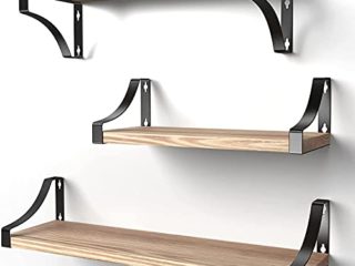 Pipishell Baldas Pared, Estanteria de Pared de 3 Niveles, Estante Pared de Madera,Ideal para Dormitorio, Sala de Estar, Estudio, la Sala de Estar, la Oficina en el Hogar, etc