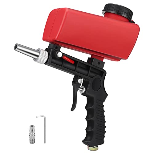 Pistola de Chorro de Arena,Pistola Neumática,Pequeña Portátil de Mano Pistola de Chorro de Arena Sandblaster Sand Blaster Gun Set para Mantenimiento Automotriz para óxido, Pintura,Roja