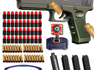 Pistola De Juguete De Bala Blanda M1911 Pistola De Juguete De Bala Blanda para Niños a Tamaño Real 1:1 con Cargador Y Silenciador Pistola De Juguete para Niños, Juguetes para Adultos (2 Cargadores)