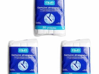 PLA - Gamuza Atrapapolvo desechable para mopa, Set de 60 Unidades 40x30 cm (3)