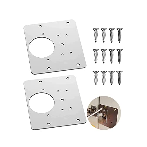 Placa de reparación de bisagra de puerta de gabinete, placa de fijación de reparación de bisagra, placa de instalación, utilizada para muebles, gabinetes de puerta, gabinetes, armarios (2 piezas)