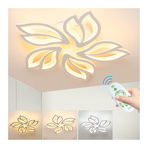 Plafón Led Techo Regulable Iluminacion Interior Lampara Salon Diseño de la Forma de la Flor 58W 3000K-6500K Plafón LED Luz de Techo para Salon Dormitorio Cocina Balcón Pasillo Plafones Para Techo Led…