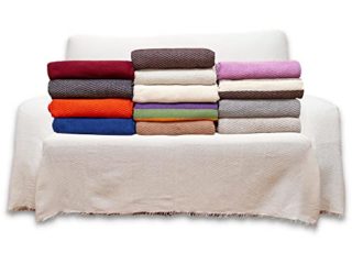 Plaid Sofá Algodón Ecológico Sostenible - colcha multiusos para sofás, cubre sofá, cubre cama, uso como colchas para sofás, jarapas para sofás o foulard para sofás o coche (Blanco Arena, 230 x 260 cm)