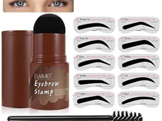 Plantilla Para Cejas,Kit De Modelado Para Sellos De Cejas,10 Plantillas De Cejas,2Pinceles Para Cejas,Herramientas De Maquillaje A Prueba De Agua Para Cejas Perfectas Permanente, Negro