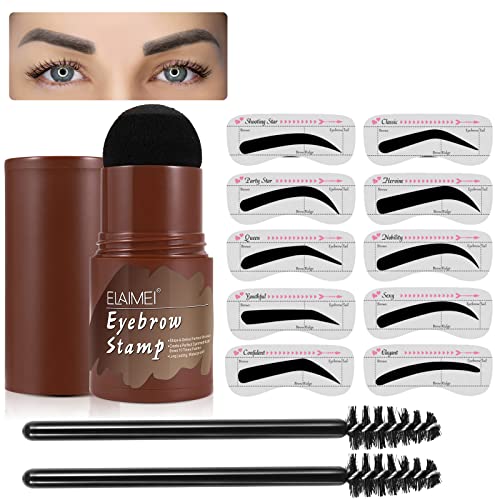 Plantilla Para Cejas,Kit De Modelado Para Sellos De Cejas,10 Plantillas De Cejas,2Pinceles Para Cejas,Herramientas De Maquillaje A Prueba De Agua Para Cejas Perfectas Permanente, Negro