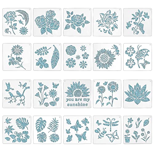 Plantilla para Pintar, Weinsamkeit 20 PCS Plantillas de Dibujo Plastico,Plantillas para Pintar Niños, con Diferentes Patrones para Pintar con Aerógrafo, para Manualidades, Decoración, Paredes, Muebles
