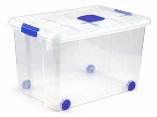 PLASTIC FORTE, Caja de almacenamiento, TRANSPARENTE, 55 Litros, con ruedas