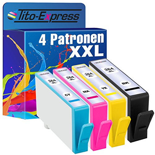 PlatinumSerie® 4 Cartuchos de tinta compatible con HP 364XL PhotoSmart e-All-in-One 7510 7520 PhotoSmart Wireless e-All-in-One B110A B110 Series B110C B110D B110E B110F DeskJet D5400 Series D5445 D5460 PhotoSmart Wireless B100 Series B109F B109B B109G B109D B109E B109N B109A B109C PhotoSmart Premium TouchSmart Web C309N Fax C309A